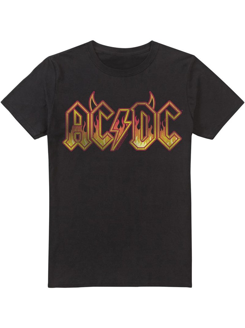 Camiseta logotipo de fuego para hombre - acdc Negro - Kiabi