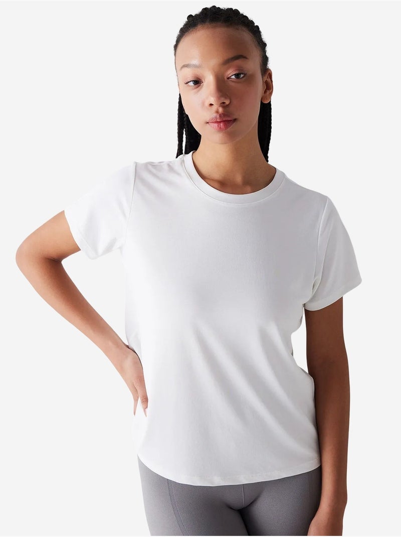 Camiseta loose de modal con cuello redondo roto penti Blanco - Kiabi