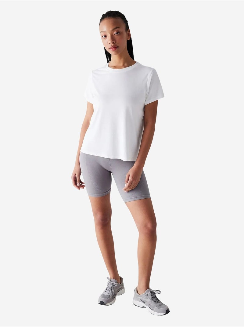 Camiseta loose de modal con cuello redondo roto penti Blanco - Kiabi