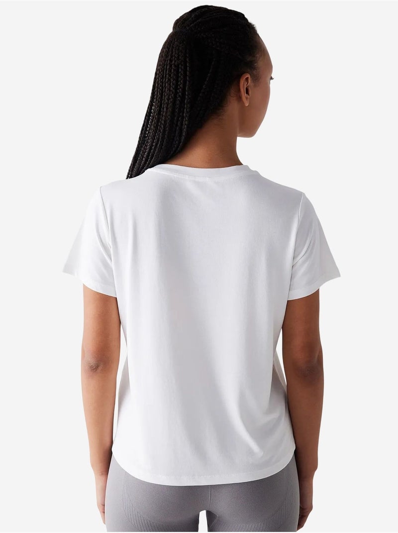 Camiseta loose de modal con cuello redondo roto penti Blanco - Kiabi