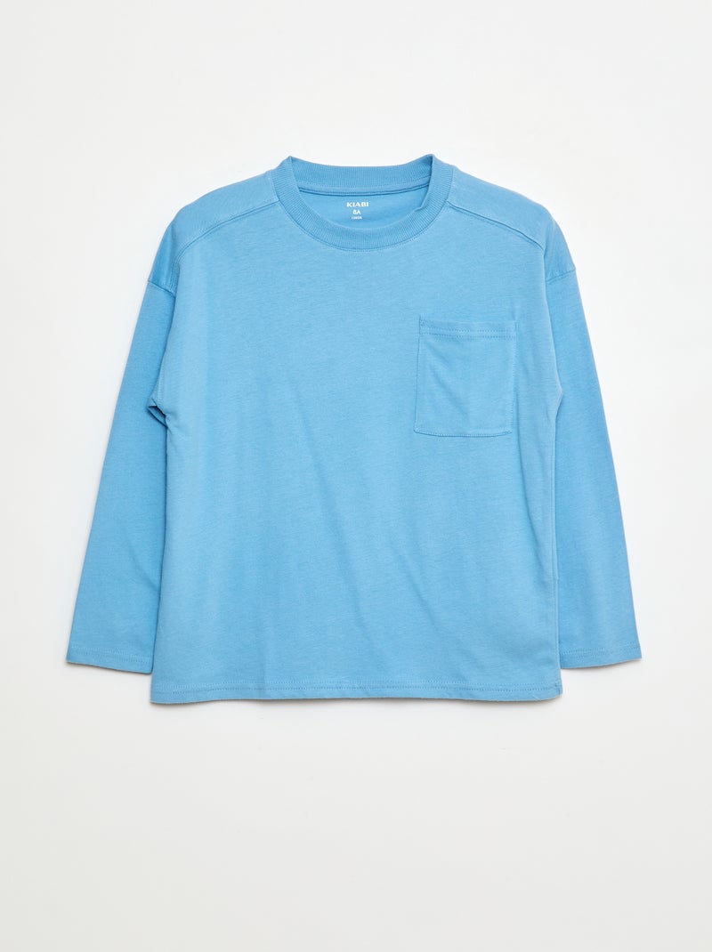 Camiseta loose lisa Azul - Kiabi