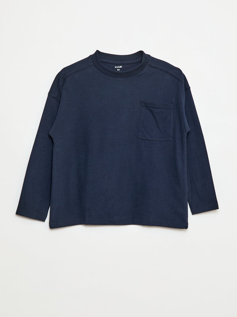Camiseta loose lisa Azul - Kiabi