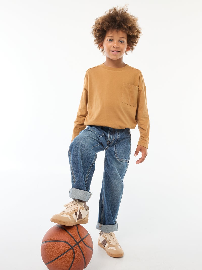 Camiseta loose lisa Beige - Kiabi