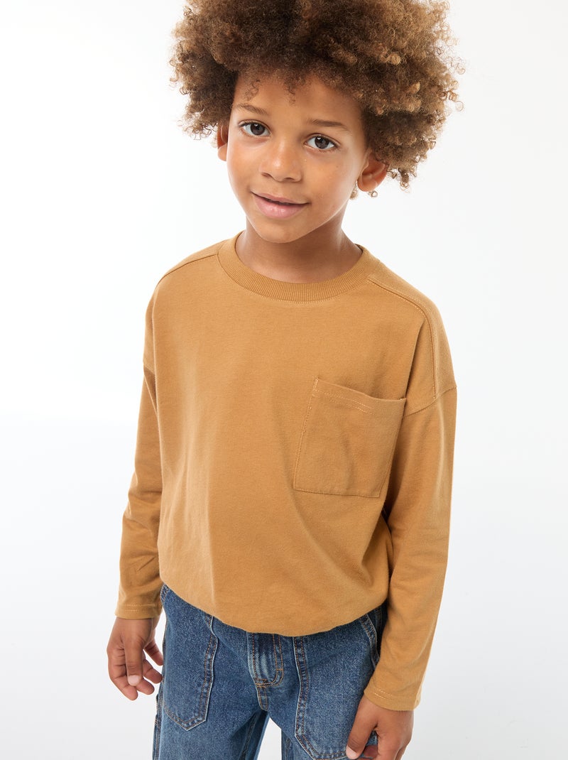 Camiseta loose lisa Beige - Kiabi