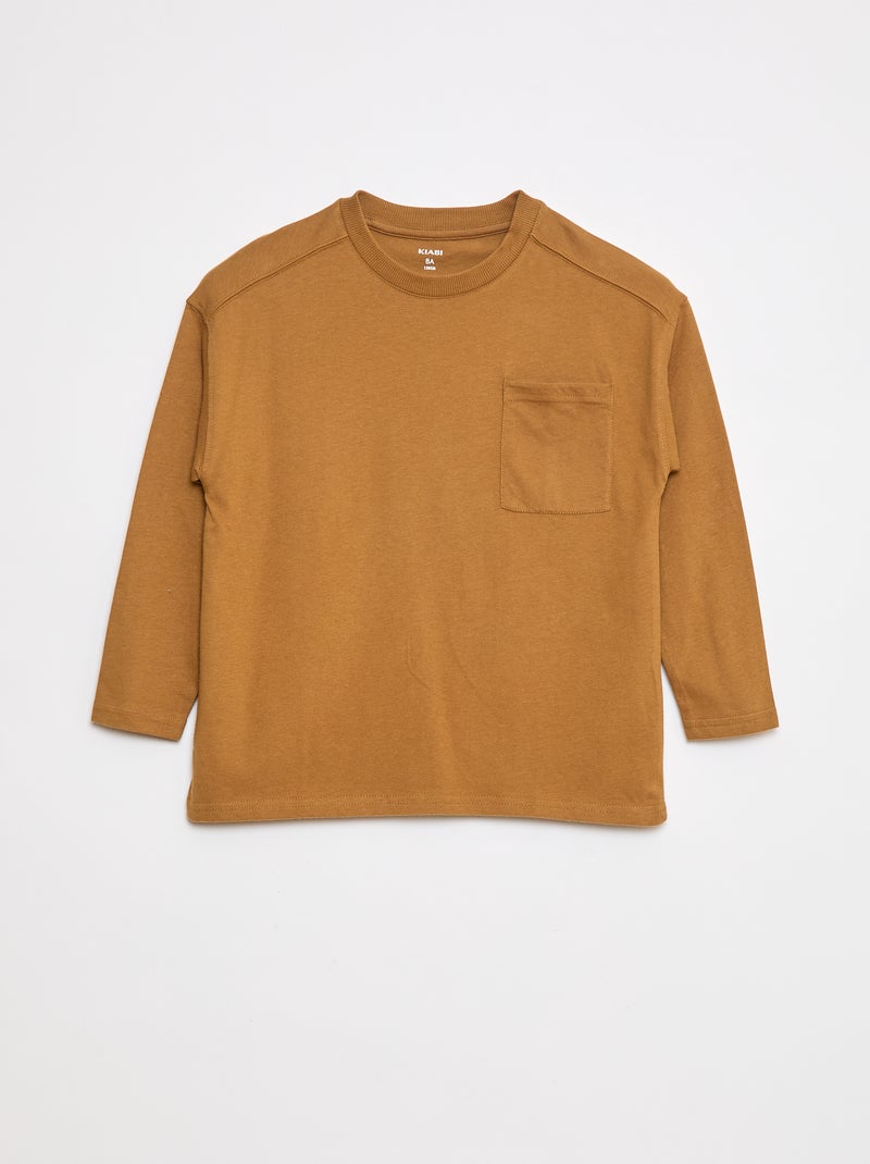 Camiseta loose lisa Beige - Kiabi