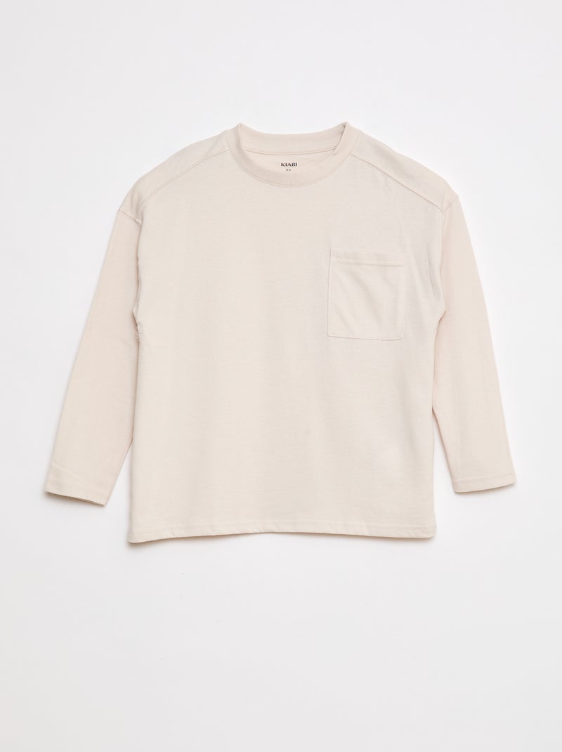 Camiseta loose lisa Blanco - Kiabi