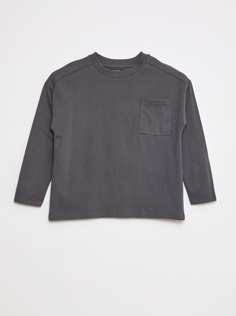 Camiseta loose lisa gris - Kiabi