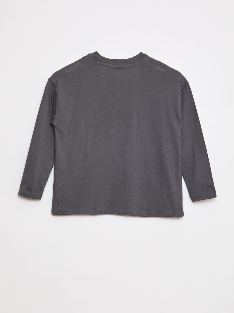 Camiseta loose lisa gris - Kiabi