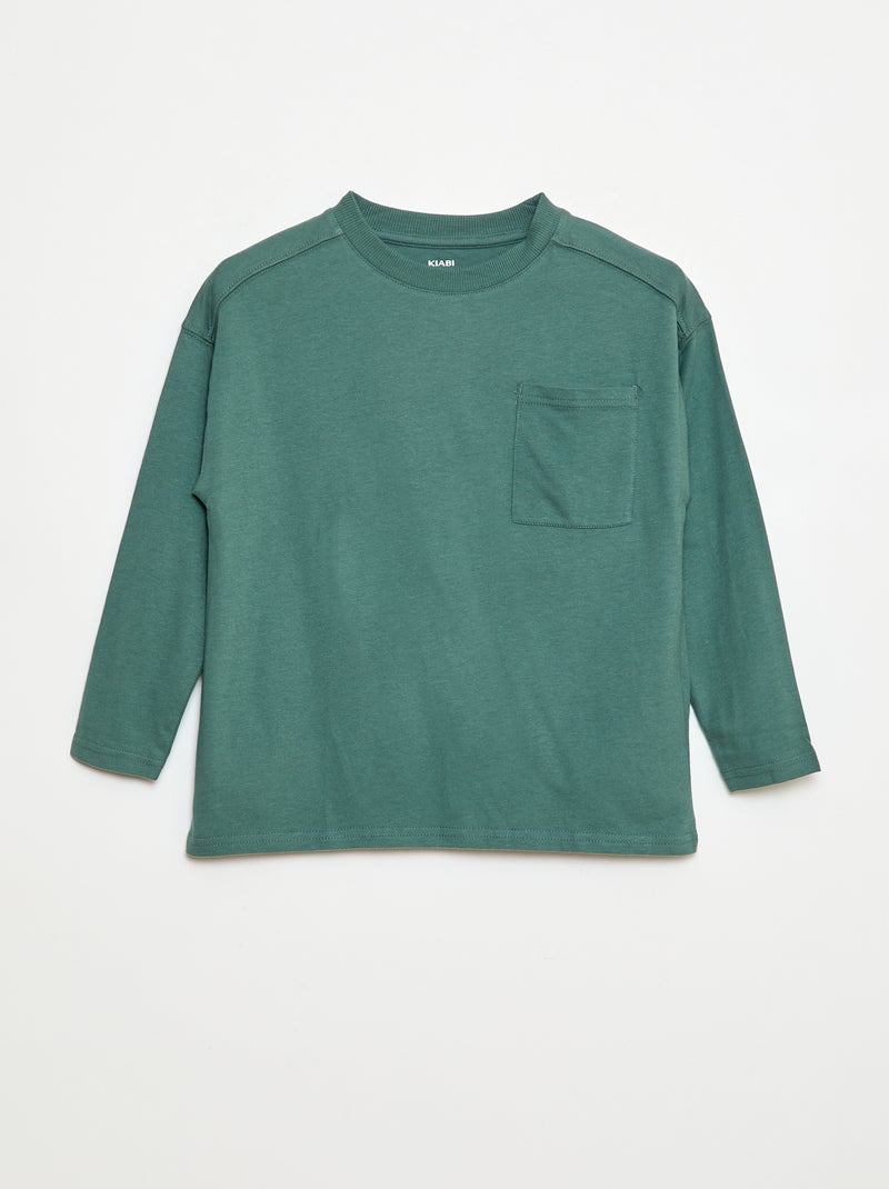 Camiseta loose lisa Verde - Kiabi