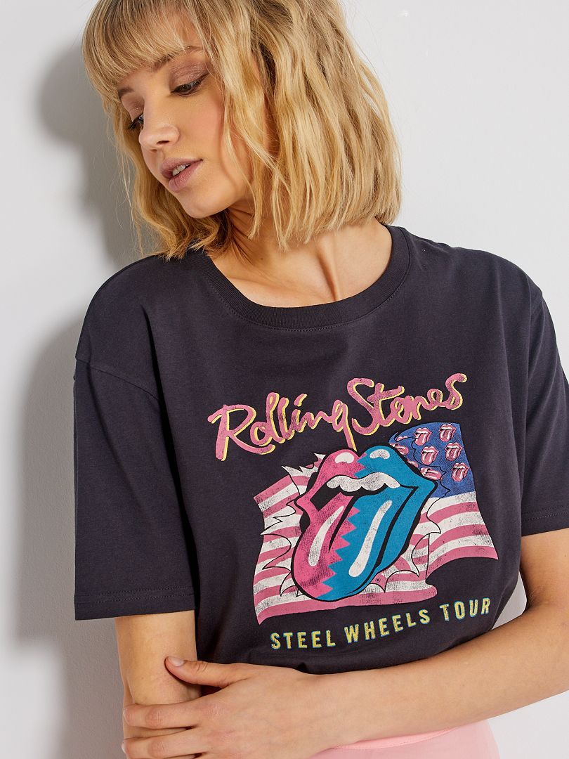 Camiseta loose 'Rolling Stones' GRIS - Kiabi