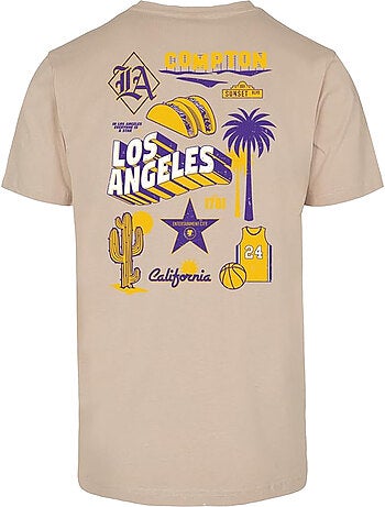 Camiseta los angeles city diseño estampado en espalda para hombre - mister tee