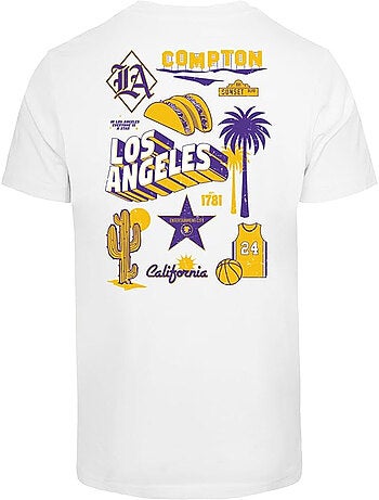 Camiseta los angeles city diseño estampado en espalda para hombre - mister tee