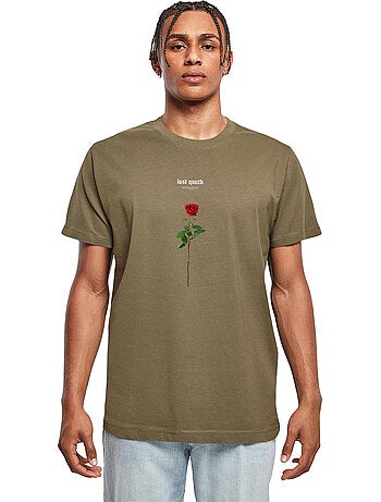 Camiseta lost youth diseño rosa para hombre - mister tee