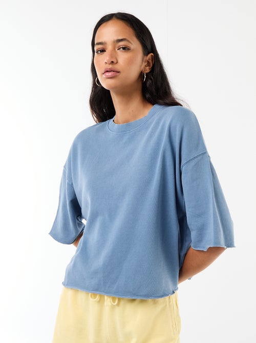 Camiseta manga 3/4 en felpa - Kiabi