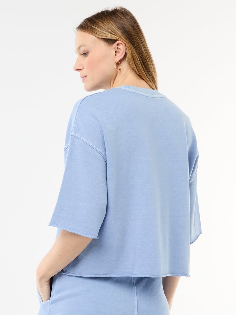 Camiseta manga 3/4 en felpa Azul - Kiabi
