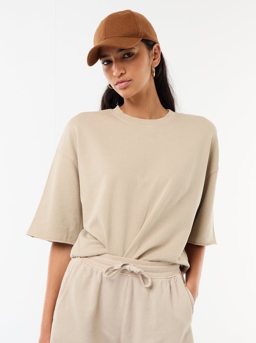 Camiseta manga 3/4 en felpa - Kiabi