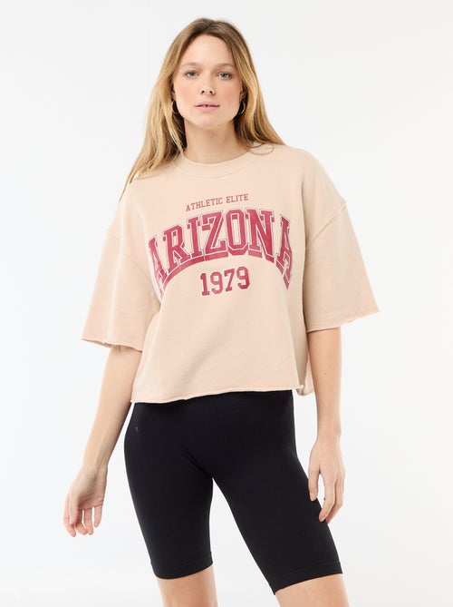 Camiseta manga 3/4 en felpa - Kiabi