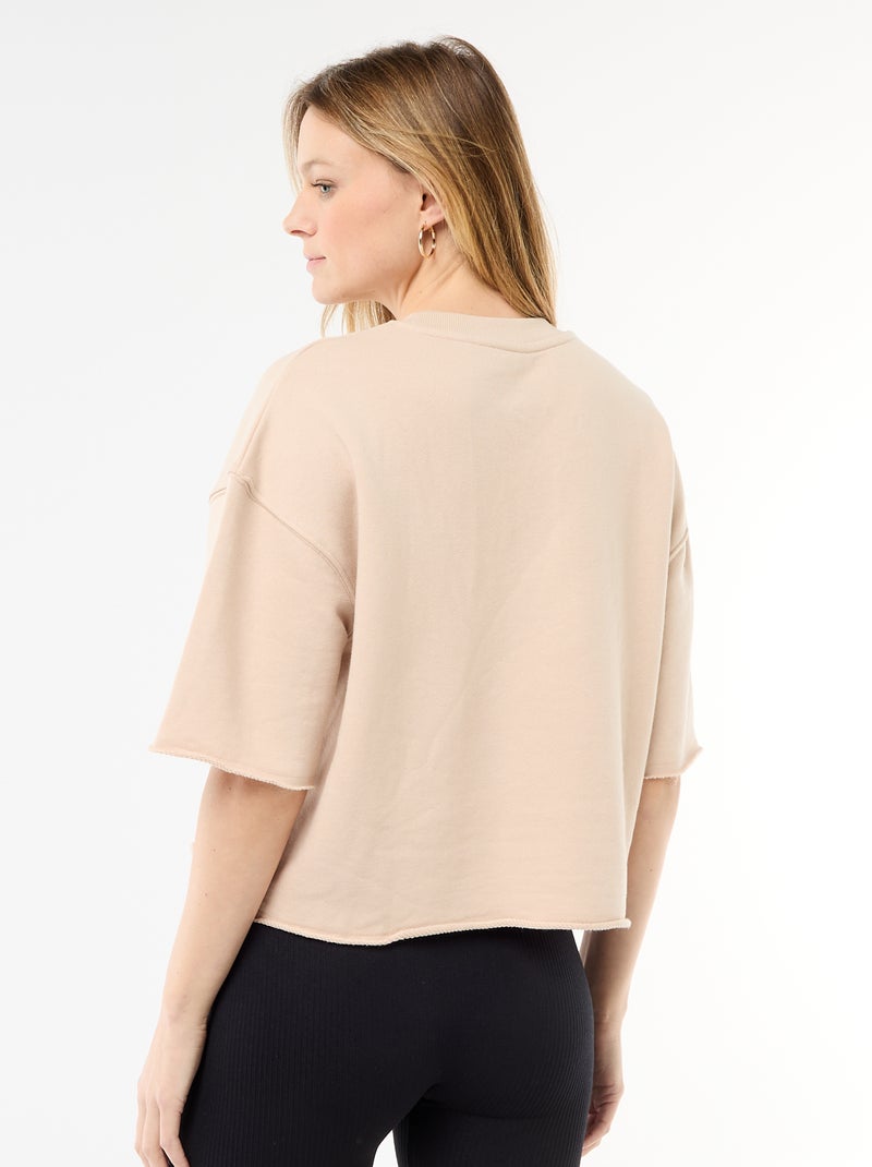 Camiseta manga 3/4 en felpa Beige - Kiabi