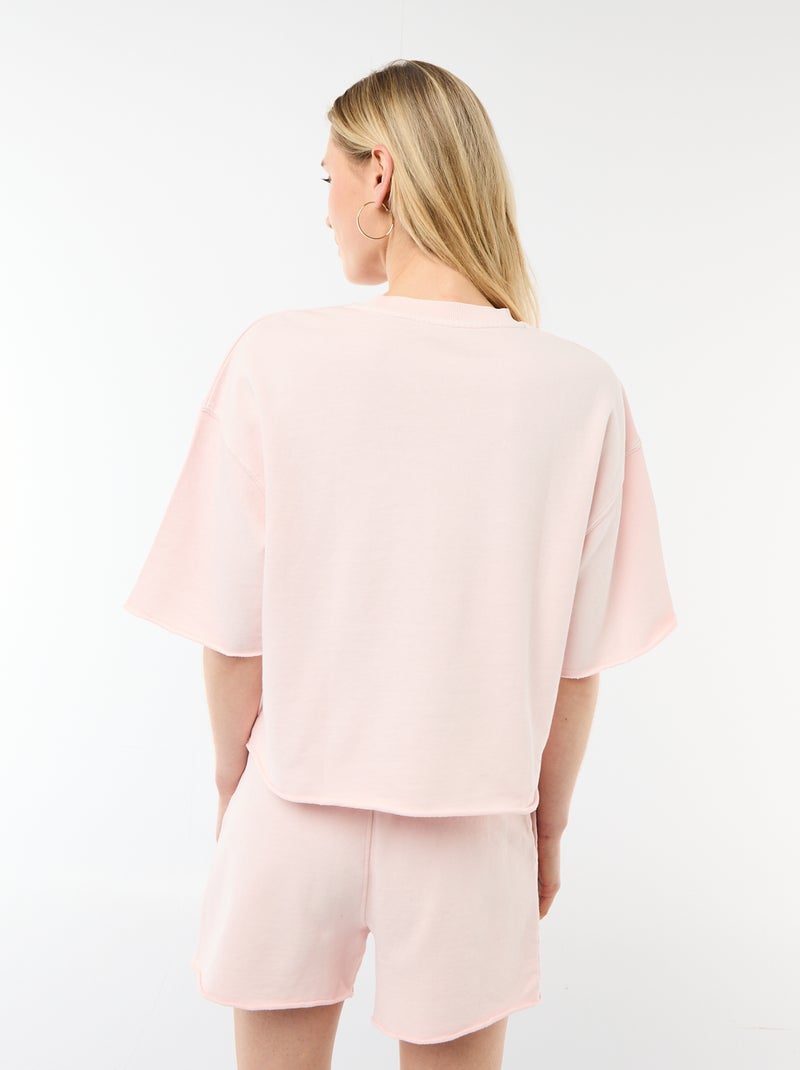 Camiseta manga 3/4 en felpa Rosa - Kiabi