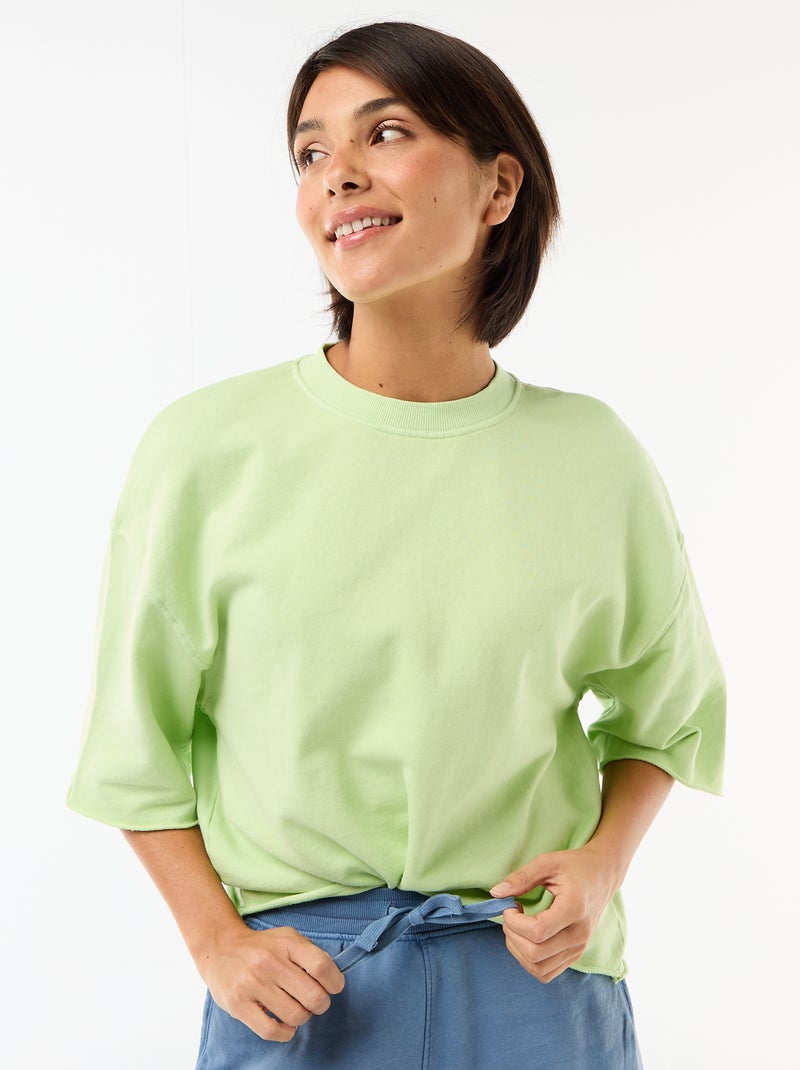 Camiseta manga 3/4 en felpa Verde - Kiabi