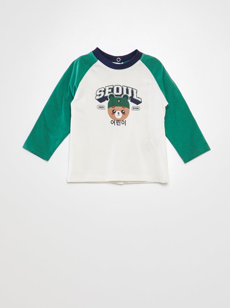 Camiseta manga americana estampado 'Seúl' BLANCO - Kiabi