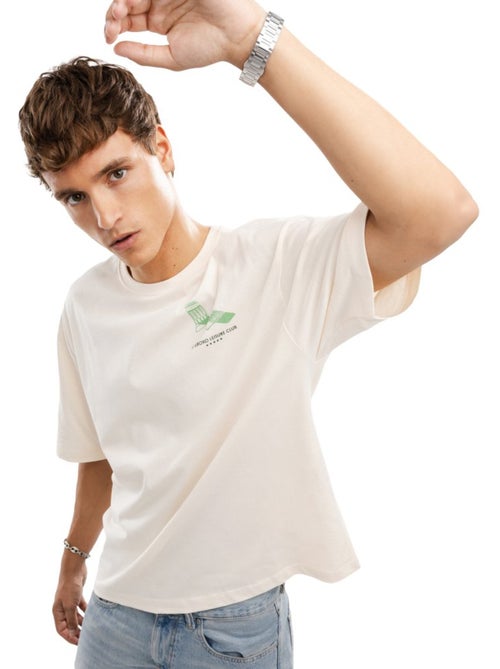 Camiseta manga corta algodón orgánico hombre lifestyle hombre life sand - Kiabi Camiseta manga corta algodón orgánico hombre lifestyle hombre life sand - Kiabi