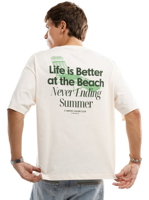 Camiseta manga corta algodón orgánico hombre lifestyle hombre life sand - Kiabi Camiseta manga corta algodón orgánico hombre lifestyle hombre life sand - Kiabi
