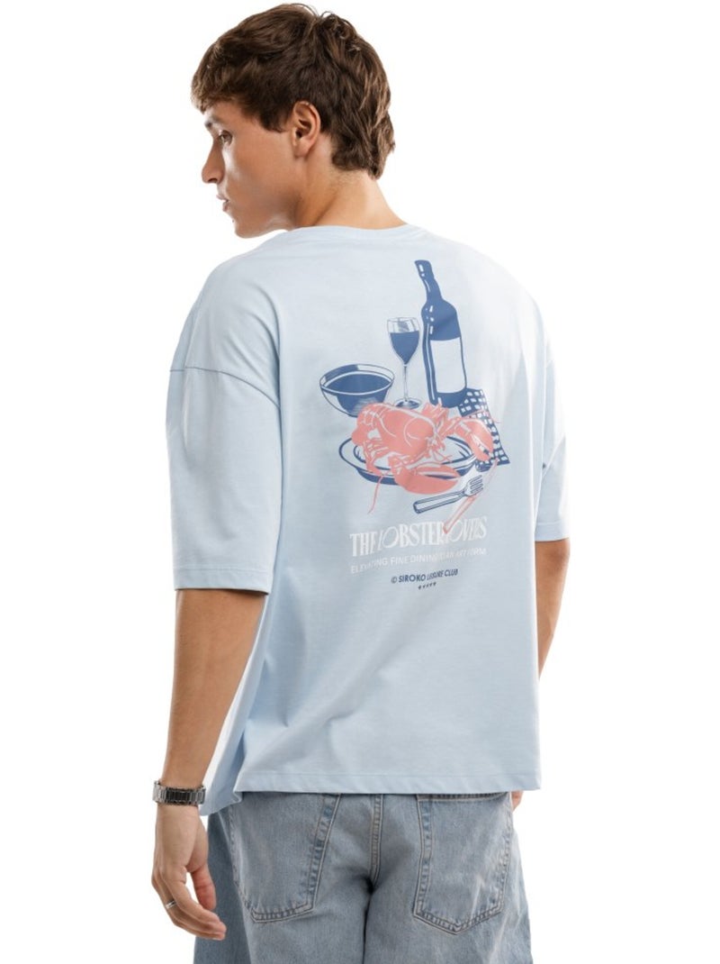Camiseta manga corta algodón orgánico hombre lifestyle hombre lobster light bl Azul - Kiabi