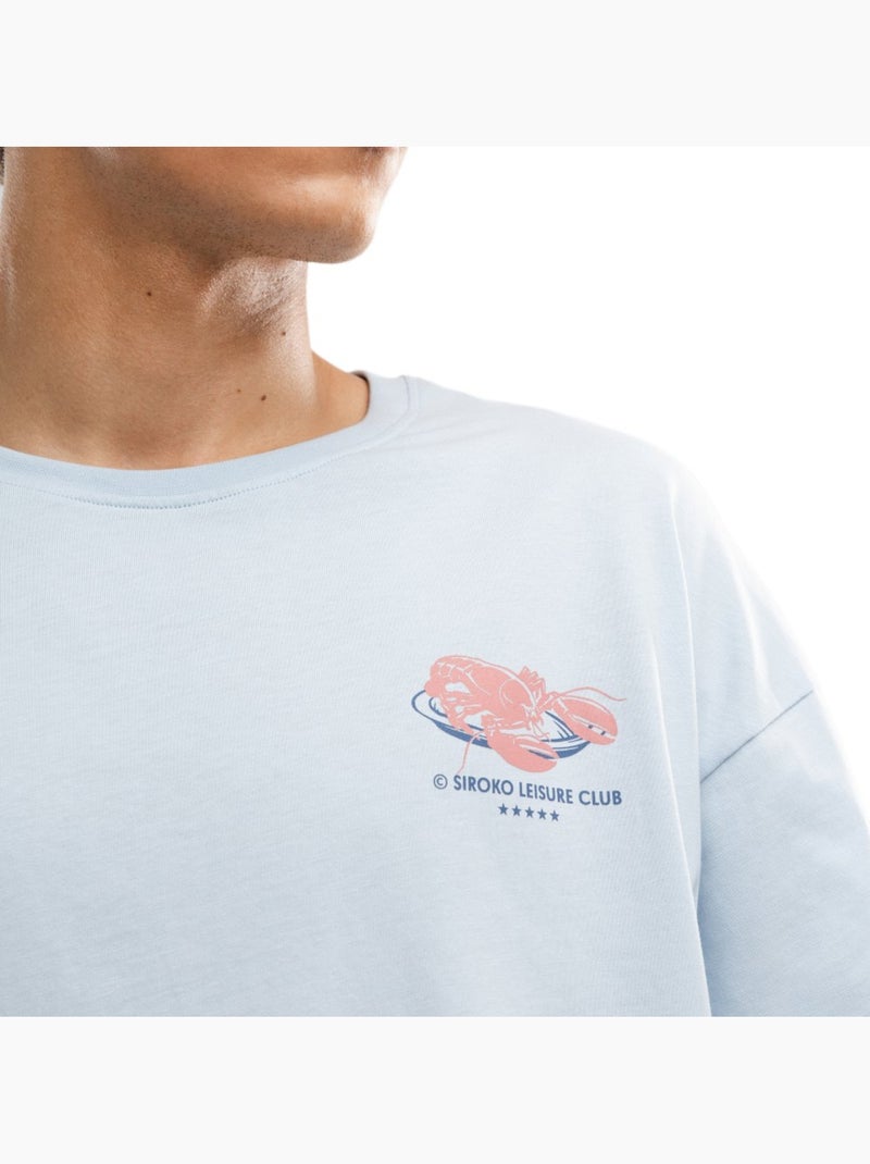 Camiseta manga corta algodón orgánico hombre lifestyle hombre lobster light bl Azul - Kiabi