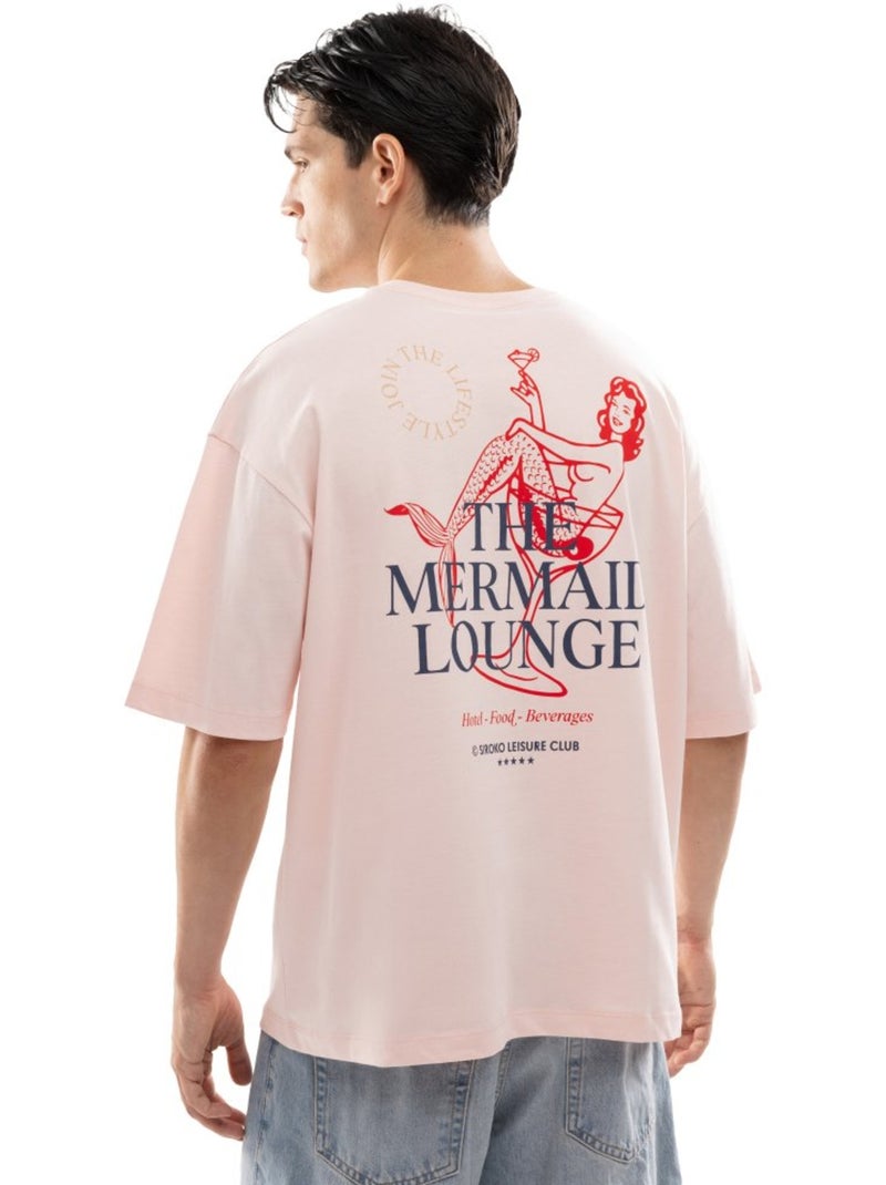 Camiseta manga corta algodón orgánico hombre lifestyle hombre naiad Rosa - Kiabi