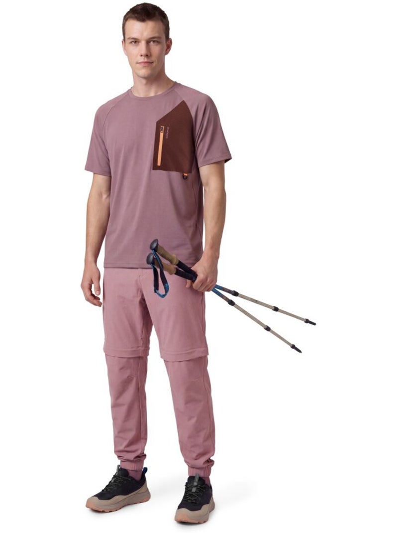 Camiseta manga corta bolsillo montaña hombre hombre waterton Rosa - Kiabi