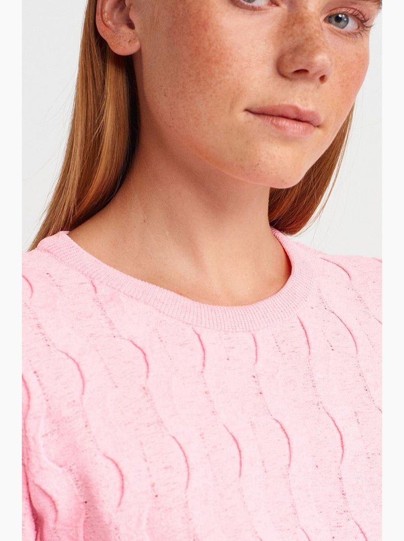 Camiseta manga corta canalé texturizada dilvin Rosa pálido - Kiabi
