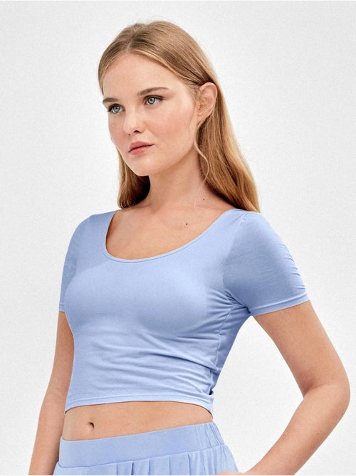 Camiseta manga corta con sujetador y foam sin aros - Kiabi Camiseta manga corta con sujetador y foam sin aros - Kiabi