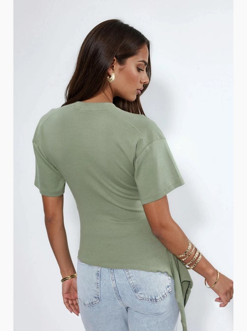 Camiseta manga corta cuello redondo amplia drapeada busem - Kiabi