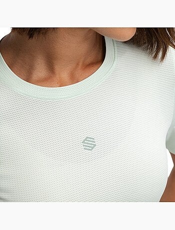 Camiseta manga corta montaña mujer senderismo mujer clarity mint
