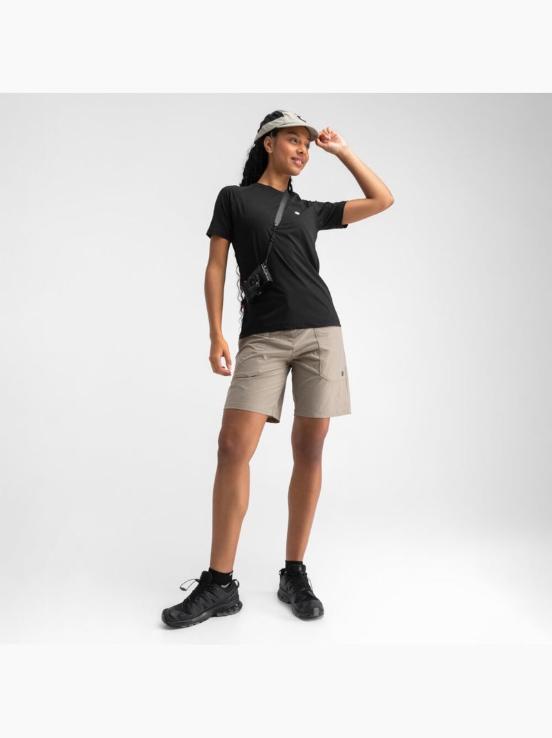 Camiseta manga corta montaña mujer senderismo mujer eiger Negro - Kiabi