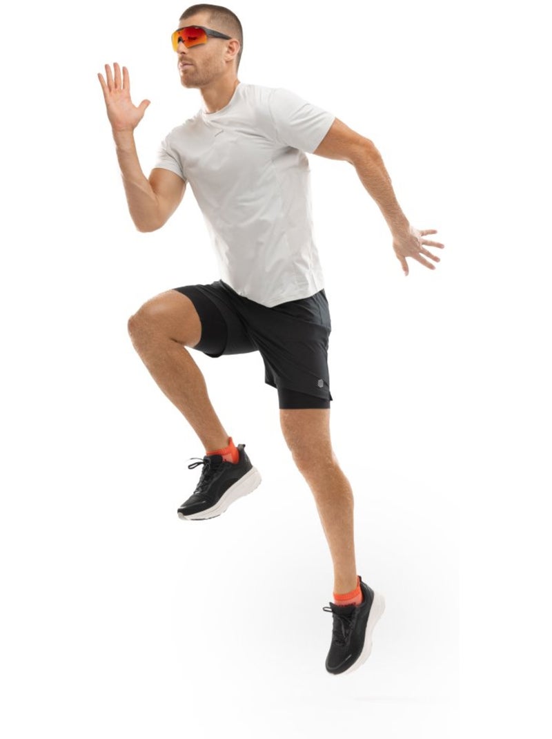 Camiseta manga corta running hombre fitness hombre gate gray Blanco Gris - Kiabi