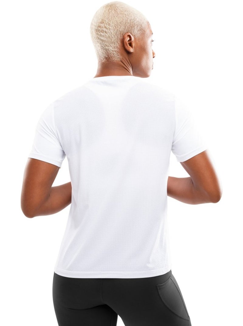 Camiseta manga corta running mujer fitness mujer singapore Blanco - Kiabi