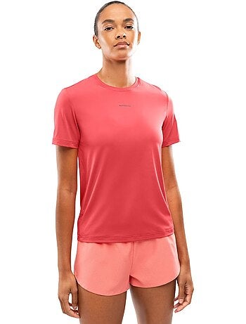 Camiseta manga corta running mujer fitness mujer singapore coral