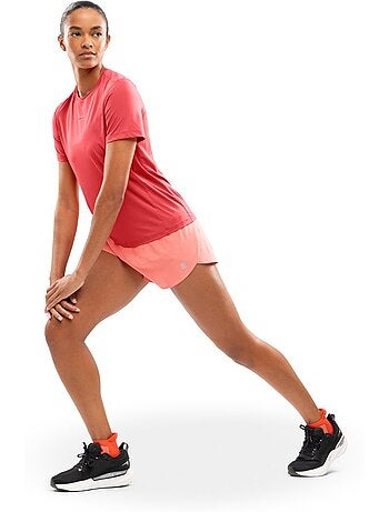Camiseta manga corta running mujer fitness mujer singapore coral