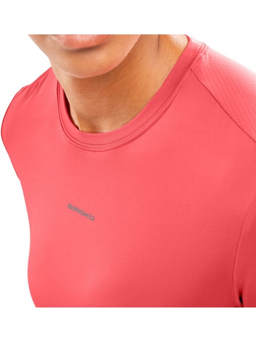 Camiseta manga corta running mujer fitness mujer singapore coral - Kiabi