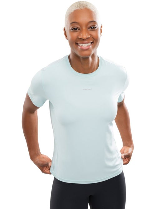 Camiseta manga corta running mujer fitness mujer singapore mint - Kiabi