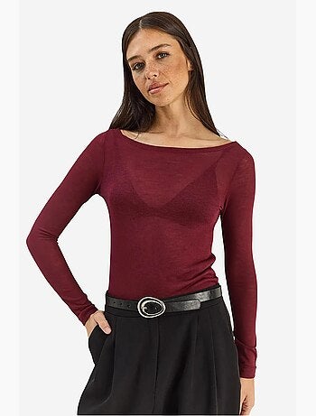 Camiseta manga larga básica cuello redondo transparente lucci