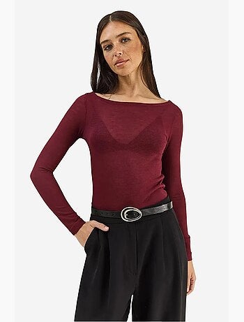 Camiseta manga larga básica cuello redondo transparente lucci