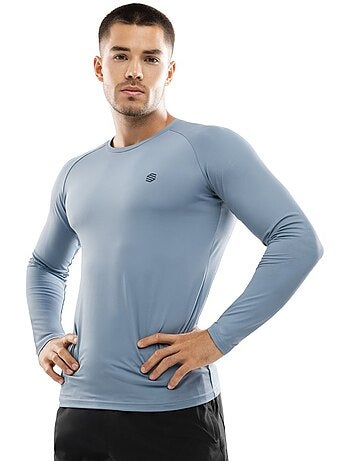 Camiseta manga larga entrenamiento hombre fitness hombre aqua