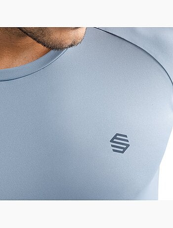 Camiseta manga larga entrenamiento hombre fitness hombre aqua