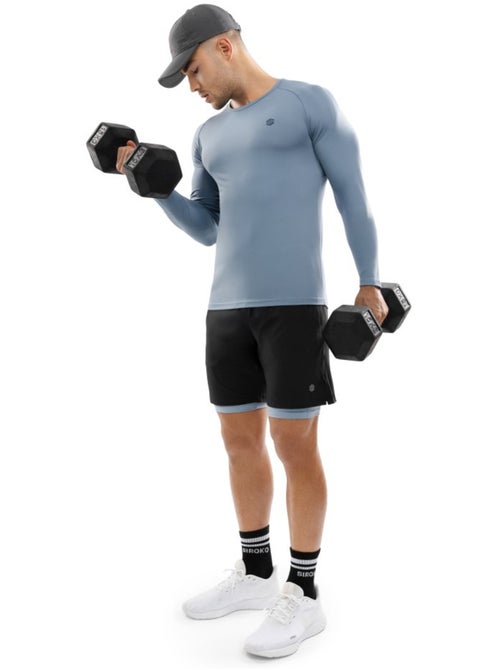 Camiseta manga larga entrenamiento hombre fitness hombre aqua - Kiabi Camiseta manga larga entrenamiento hombre fitness hombre aqua - Kiabi