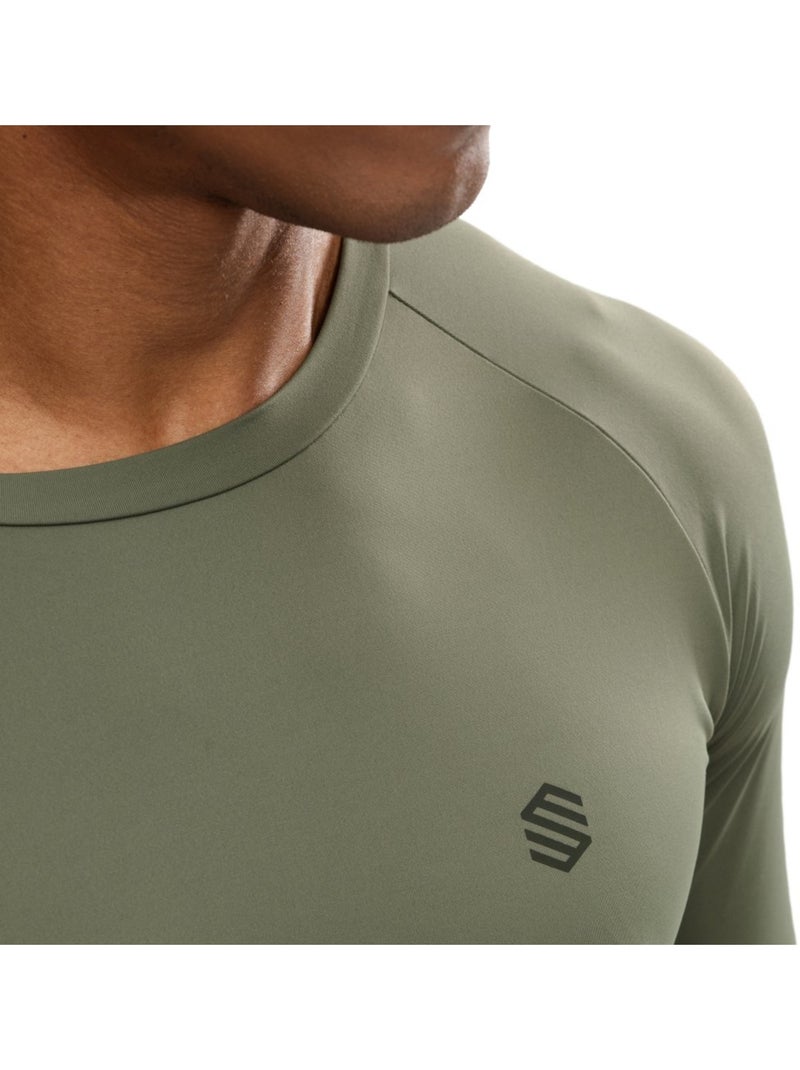 Camiseta manga larga entrenamiento hombre fitness hombre wild Verde - Kiabi