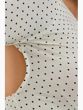 Camiseta manga larga espalda abierta de lunares ajustada hiccup