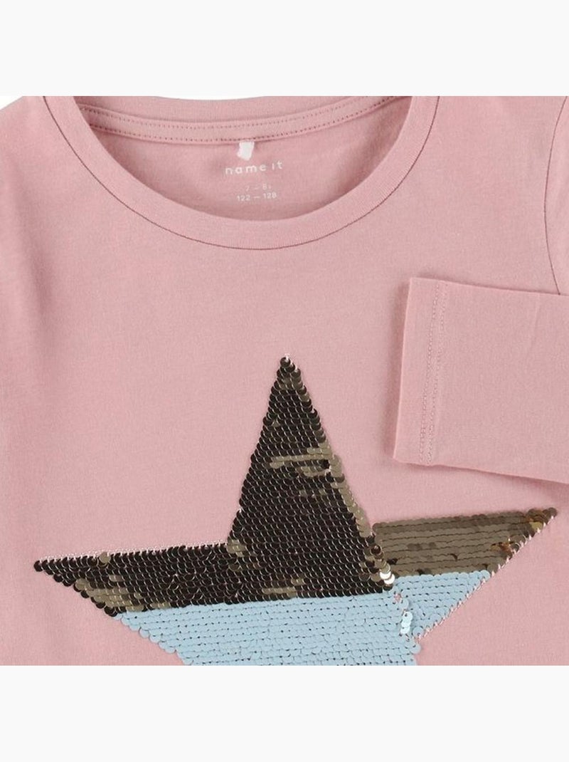 Camiseta Manga Larga para Niña Name It Rosa - Kiabi